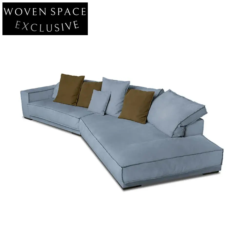 Italian Modern L-Shape Curved Feather Soft Leather Corner Sectional Sofa