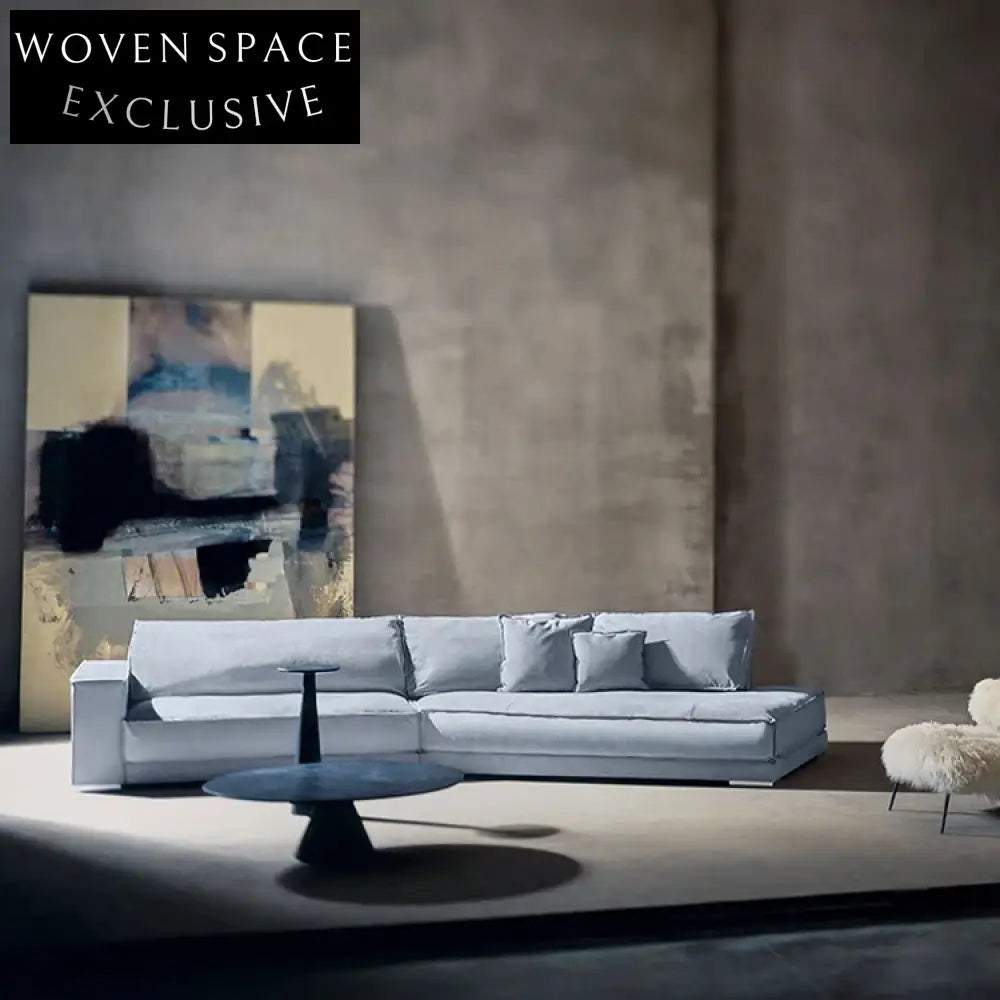 Italian Modern L-Shape Curved Feather Soft Leather Corner Sectional Sofa