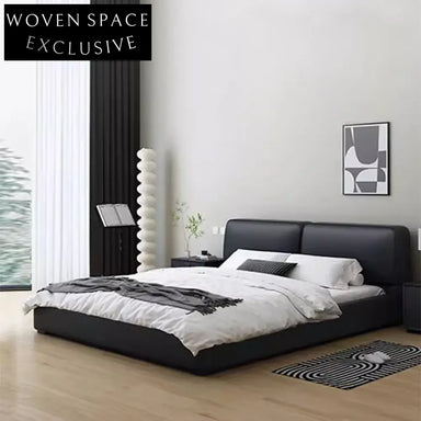 Italian Modern Leather Upholstered Soft King Size Bed Frame