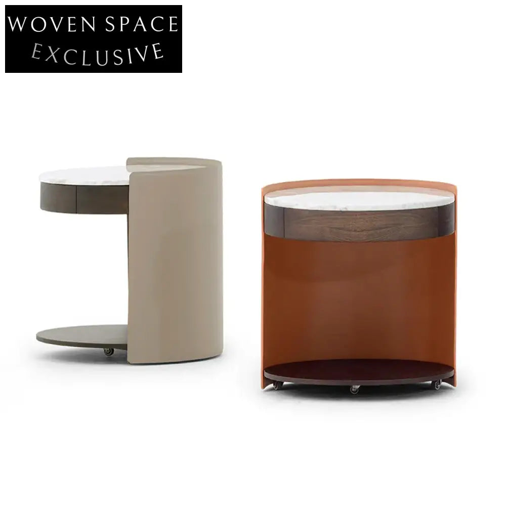 Italian Modern Metal Marble Top Round Side Table for Living Room Home