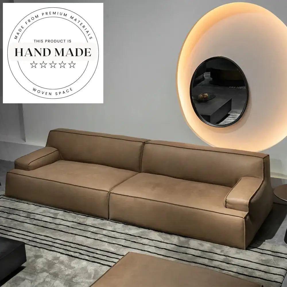 Italian Modern Minimalist Frosted Fabric 3-Seater Convertible Sofa