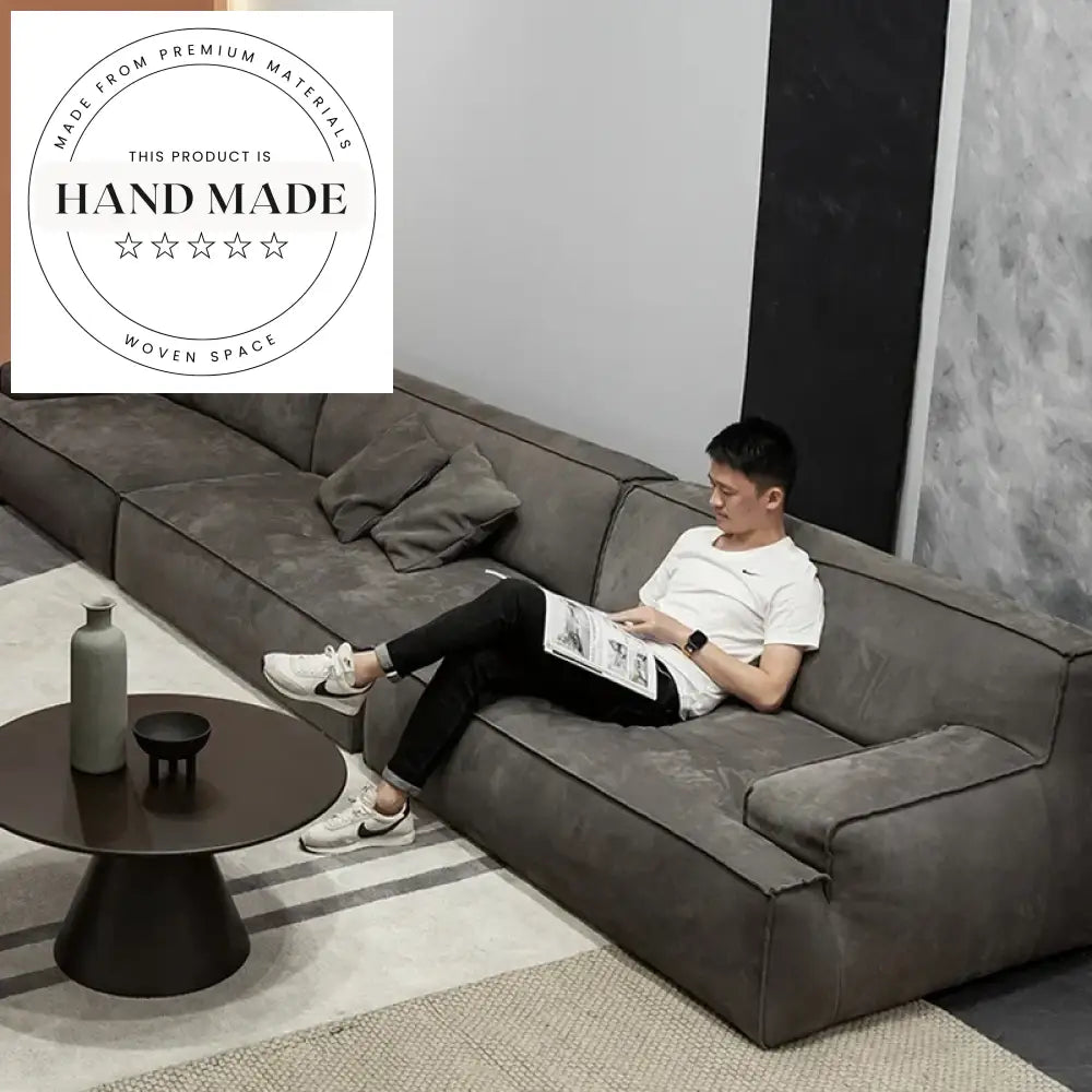 Italian Modern Minimalist Frosted Fabric 3-Seater Convertible Sofa