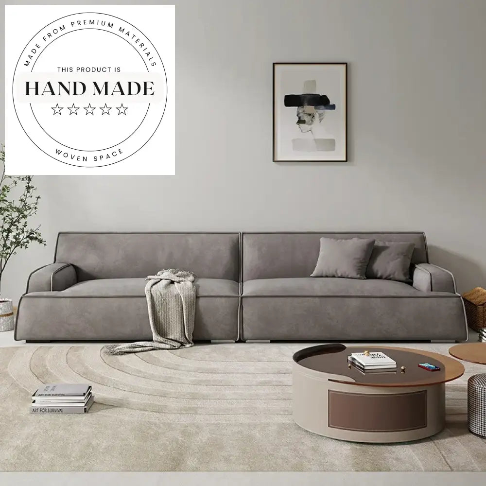 Italian Modern Minimalist Frosted Fabric 3-Seater Convertible Sofa