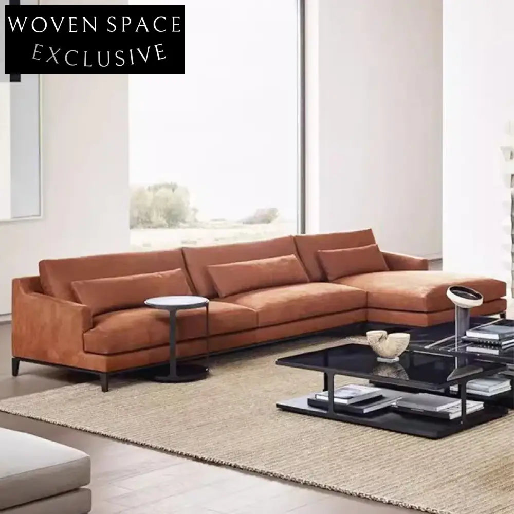 Italian Modern Modular Sectional Sofa, Fabric Leather Upholstery Living Room Couch