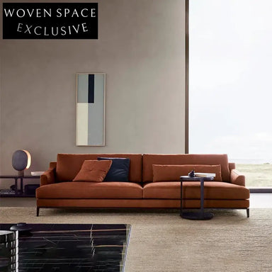 Italian Modern Modular Sectional Sofa, Fabric Leather Upholstery Living Room Couch