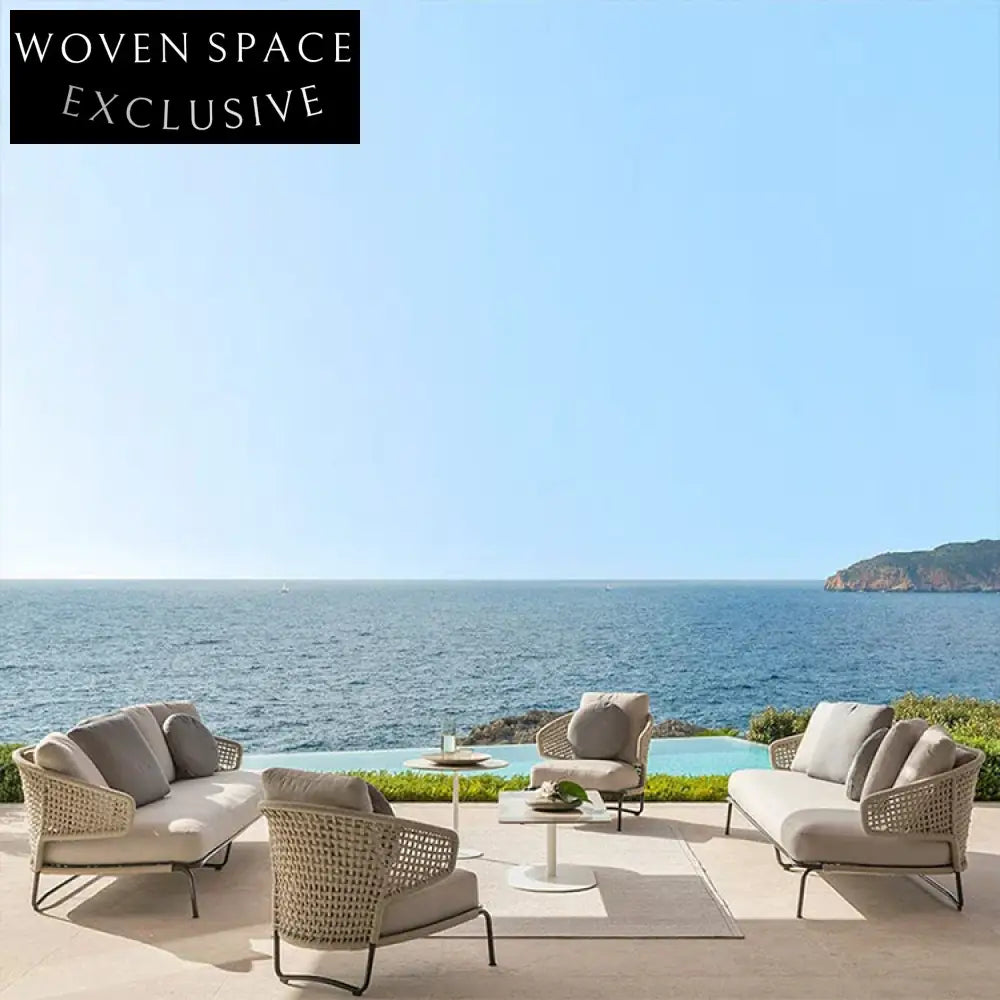 Italian Modern Outdoor Sofa Set with Waterproof Fabric & Aluminum Frame