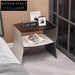 Italian Modern Saddle Leather Glass Top Steel Nightstand Bedside Table