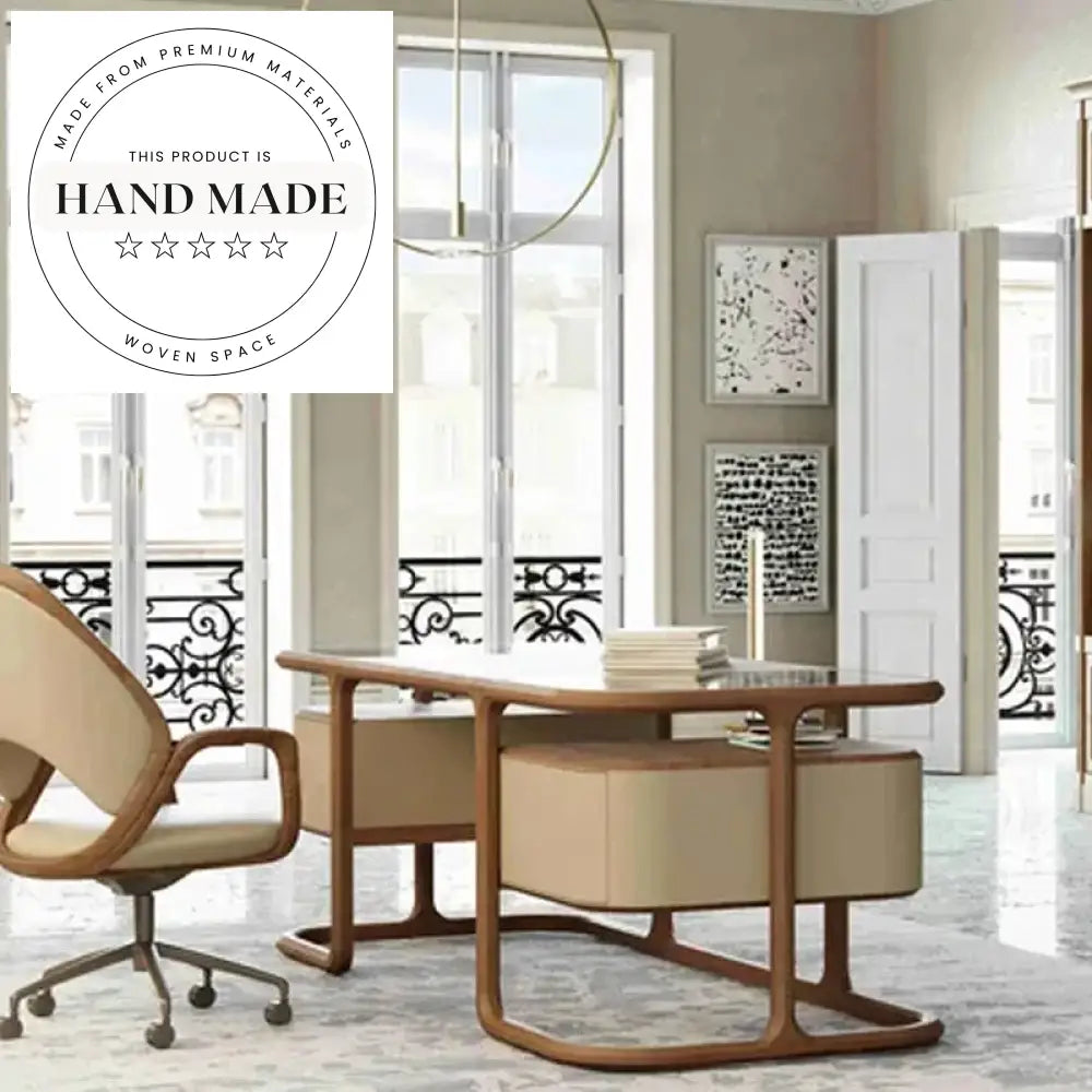 Italian Modern Solid Wood Walnut Luxury Boss Executive Desk