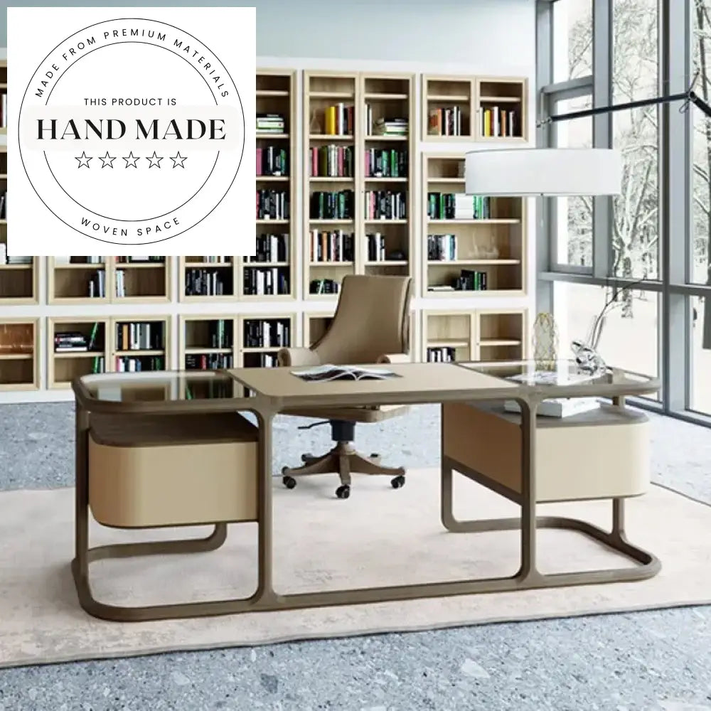 Italian Modern Solid Wood Walnut Luxury Boss Executive Desk