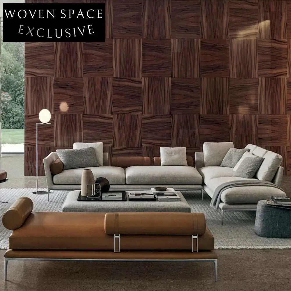 Italian Modern Upholstered Bench with Stainless Steel Frame for Living Room