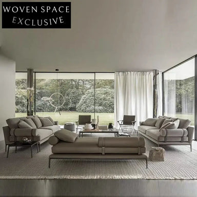 Italian Modern Upholstered Bench with Stainless Steel Frame for Living Room