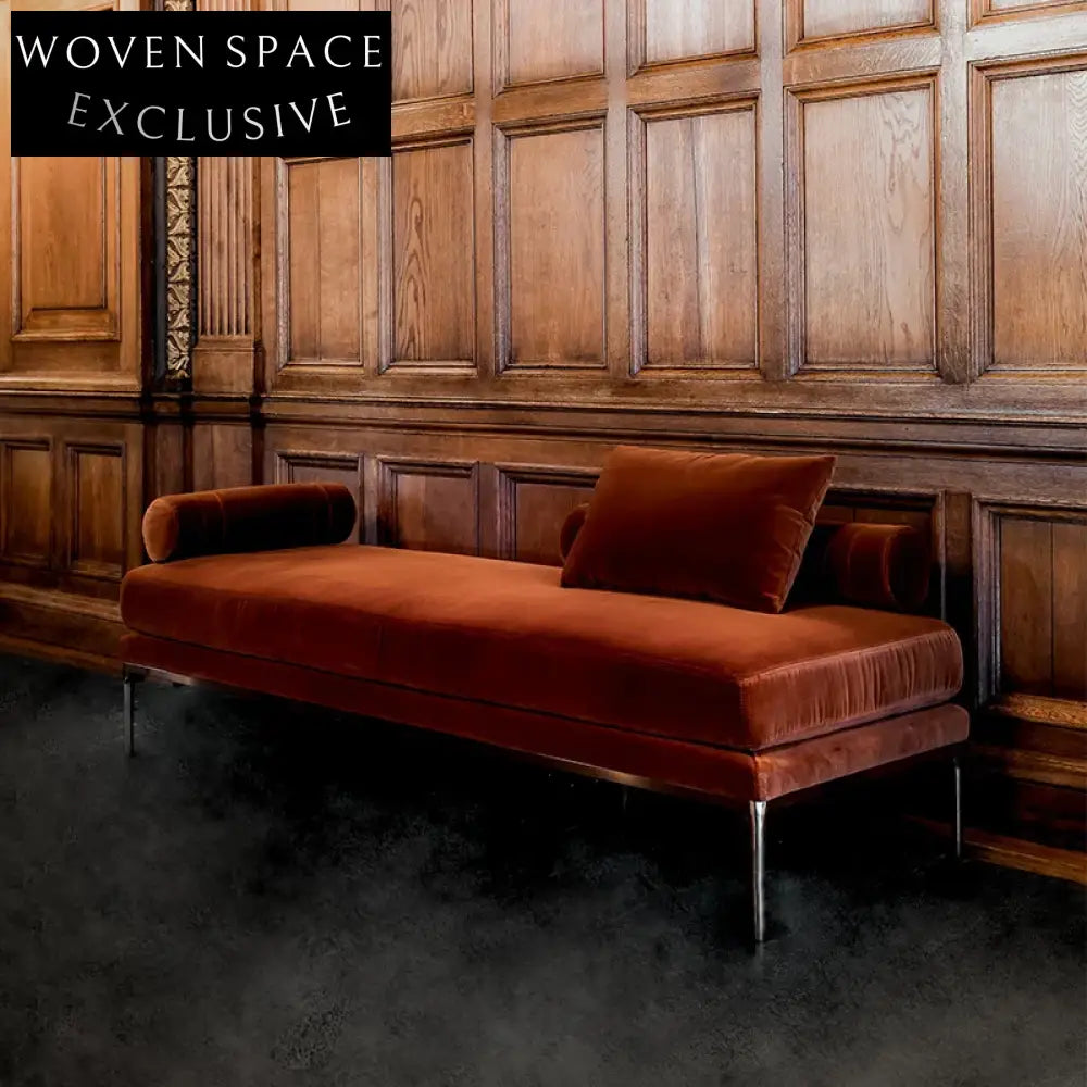 Italian Modern Upholstered Bench with Stainless Steel Frame for Living Room