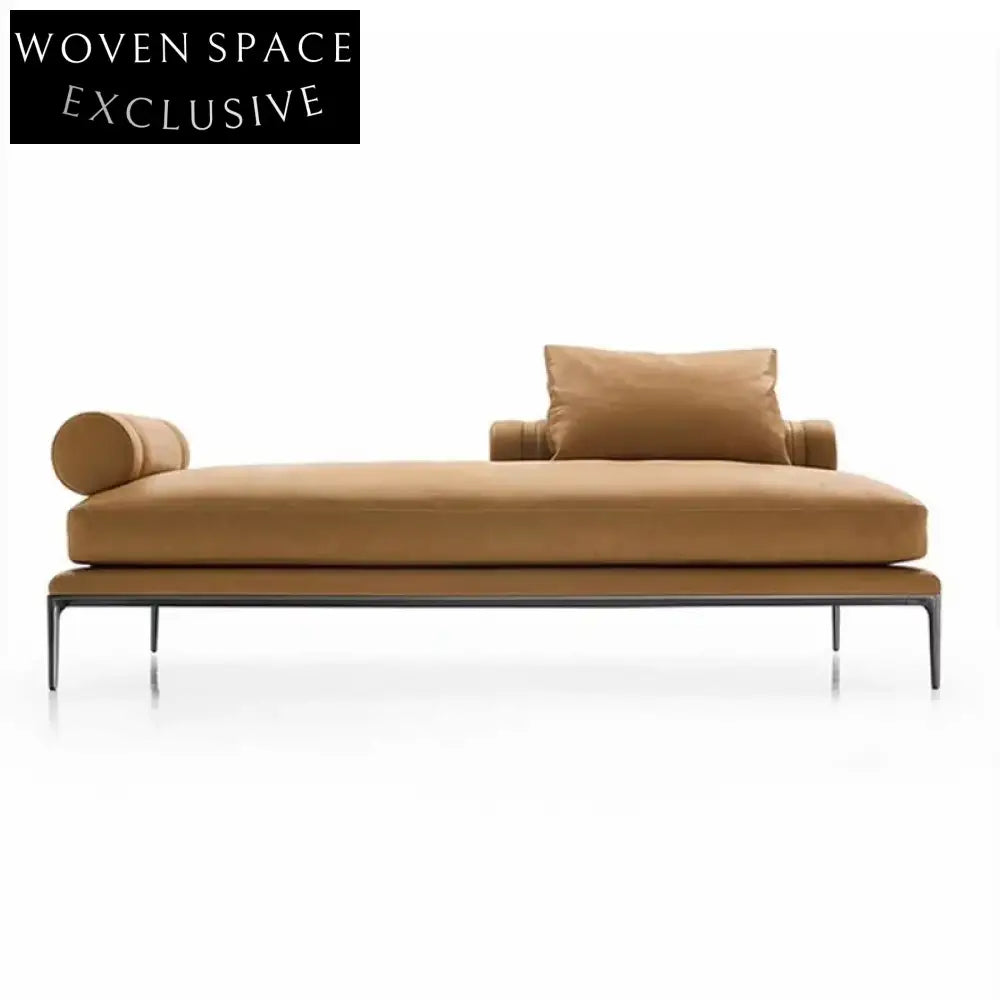 Italian Modern Upholstered Bench with Stainless Steel Frame for Living Room