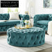 Italian Modern Velvet Round Chesterfield Ottoman Bench Seating