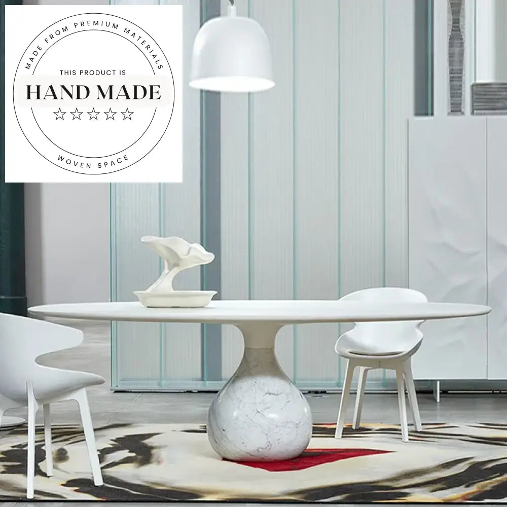 Italian Natural Black Marble Round Water Drop Pedestal Dining Table