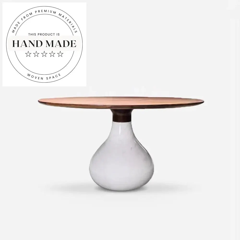 Italian Natural Black Marble Round Water Drop Pedestal Dining Table
