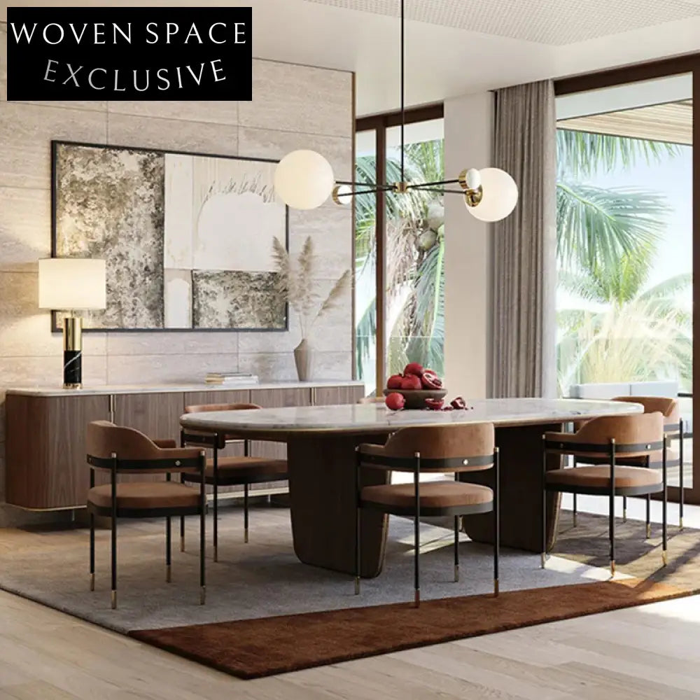 Italian Natural Marble Rectangle Modern Dining Table for Home