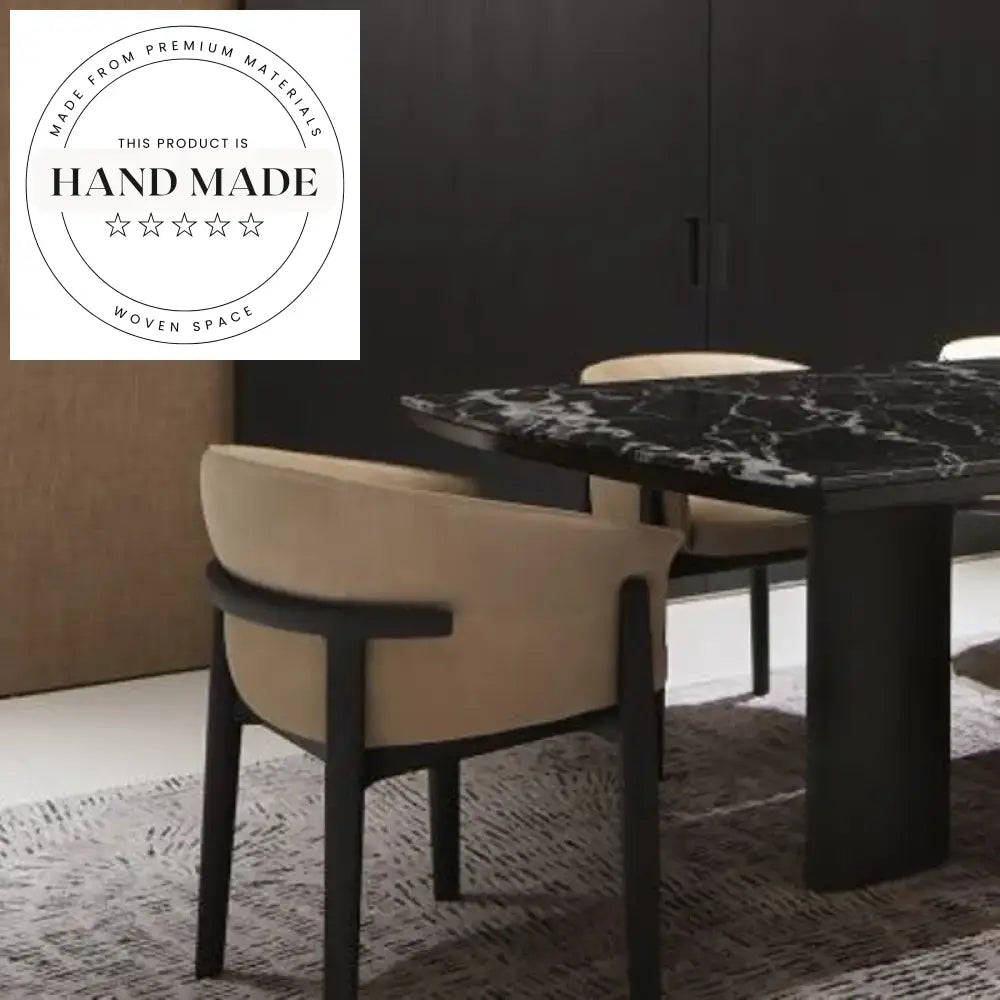 Italian Solid Wood Modern Upholstered Fabric Armchair Dining Chair