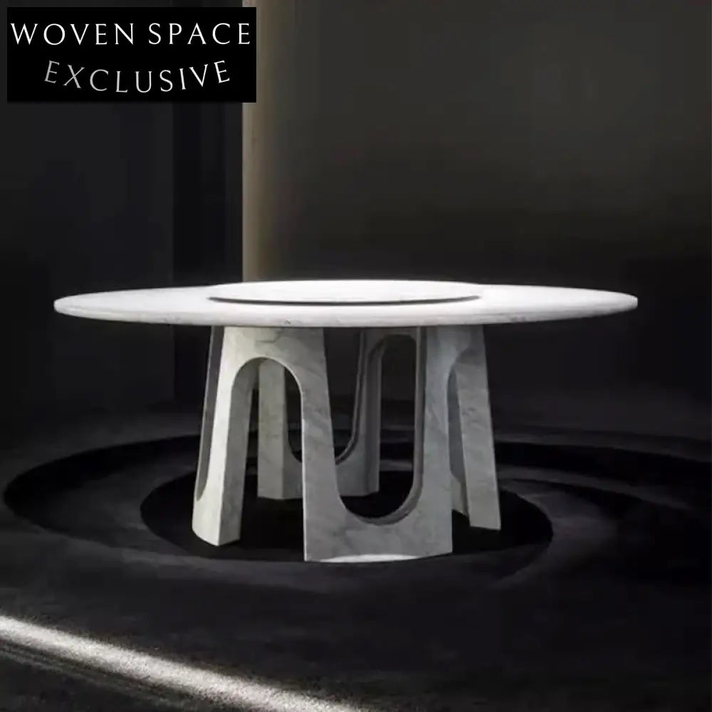Italian Style Round Natural Marble Top Dining Table with Hollow Base