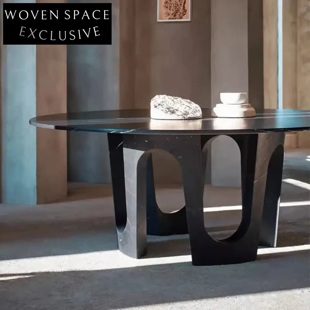 Italian Style Round Natural Marble Top Dining Table with Hollow Base