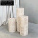 Italian Travertine Round Tall Plinth Natural Marble Side Coffee Table