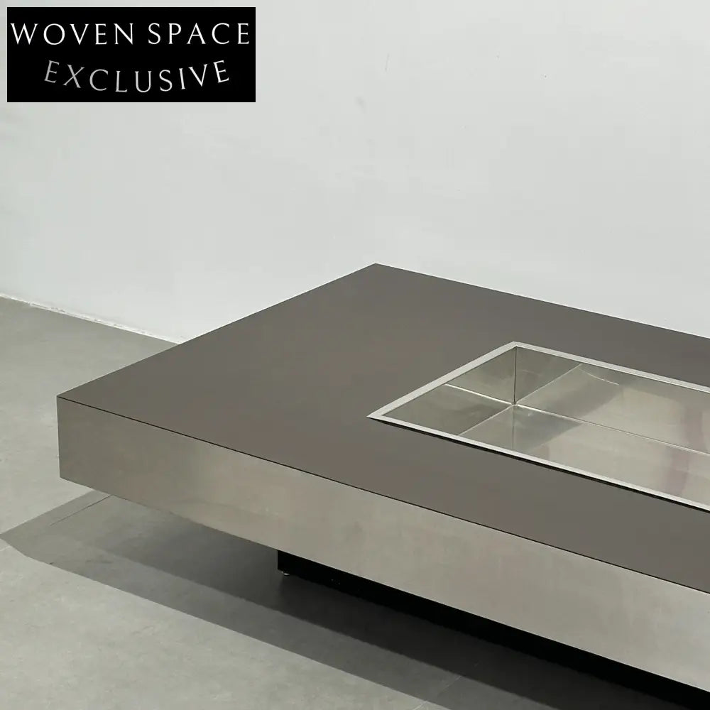 Italian Used Coffee Table: Metal Geometric Design by Willy Rizzo