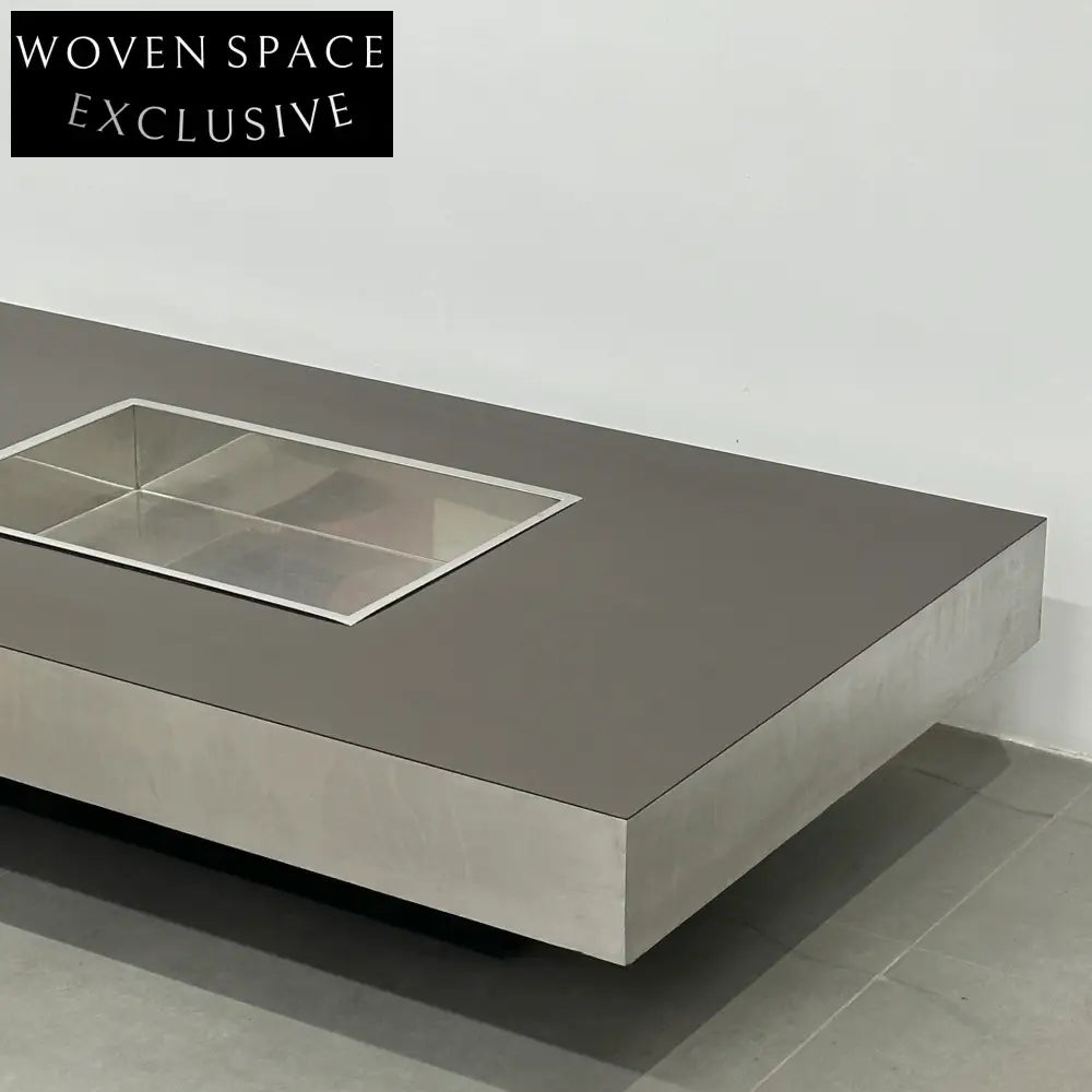 Italian Used Coffee Table: Metal Geometric Design by Willy Rizzo