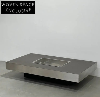 Italian Used Coffee Table: Metal Geometric Design by Willy Rizzo