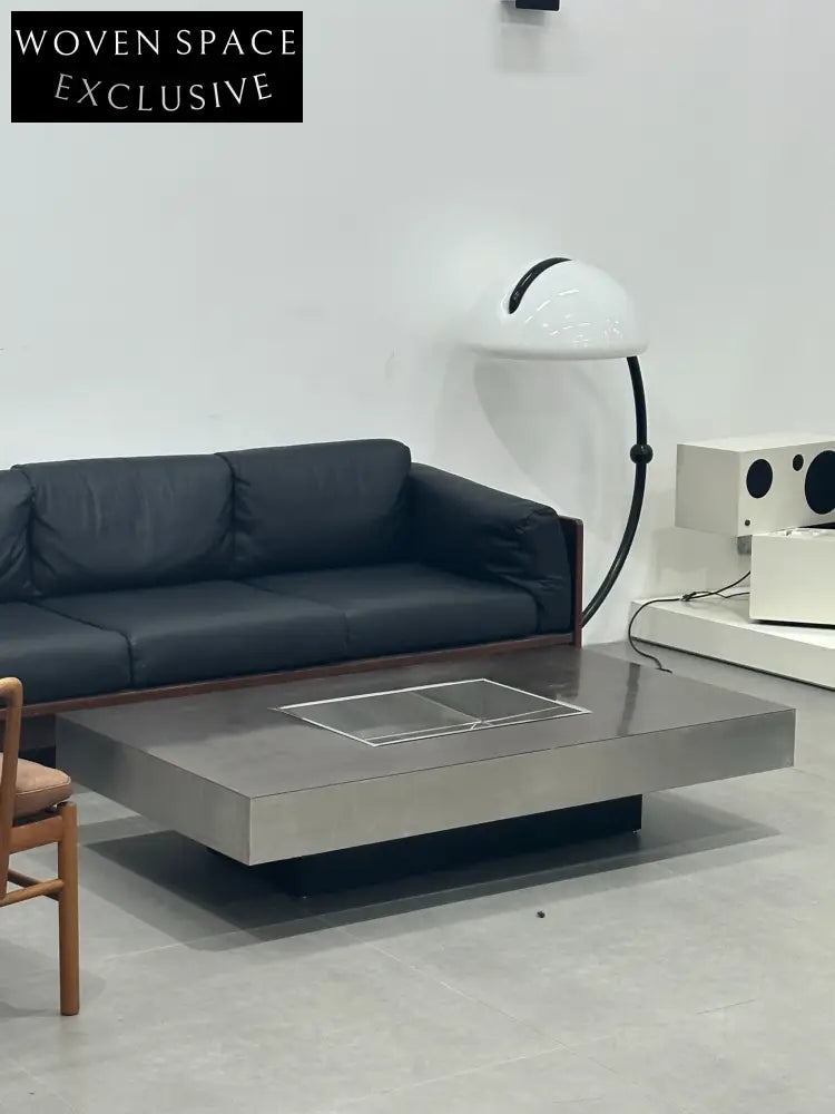 Italian Used Coffee Table: Metal Geometric Design by Willy Rizzo