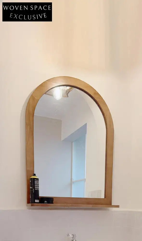 Jack Ancient-Style Oak Bathroom Cabinet with Arched Mirror