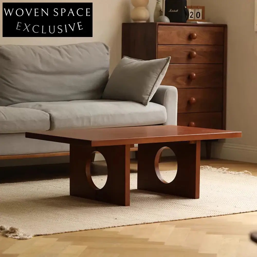 Japandi Cherry Wood Nordic Rectangular Low Height Modern Living Room Coffee Table