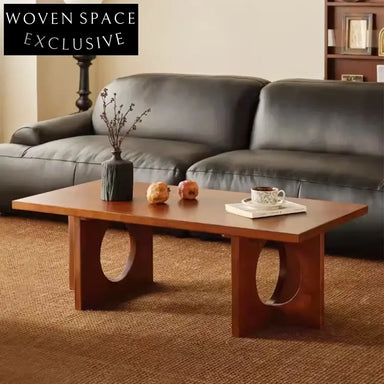 Japandi Cherry Wood Nordic Rectangular Low Height Modern Living Room Coffee Table