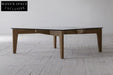 Chic Japandi Wabi-Sabi Square Glass Coffee Table with Recycled Elm Base