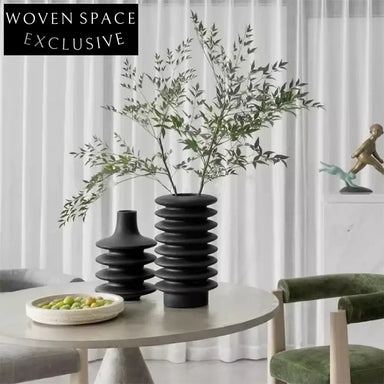 Japandi Style Wabi-Sabi Black Wood Decorative Flower Table Vase