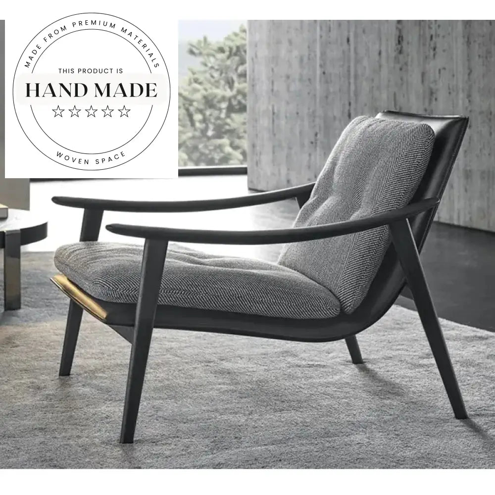 Japandi Upholstered Solid Wood Foldable Armrest Lounge Chair