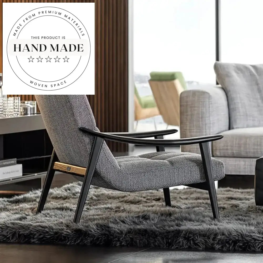 Japandi Upholstered Solid Wood Foldable Armrest Lounge Chair