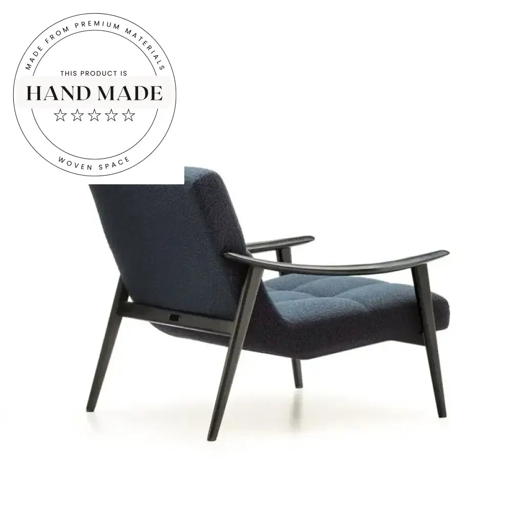 Japandi Upholstered Solid Wood Foldable Armrest Lounge Chair