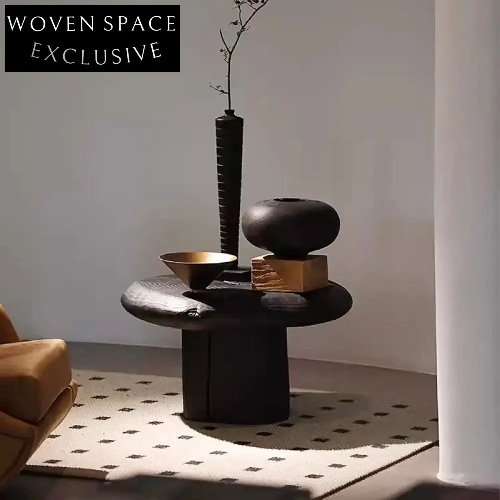 Japandi Wabi Sabi Black Wood Tall Floor Vase for Elegant Home Decor