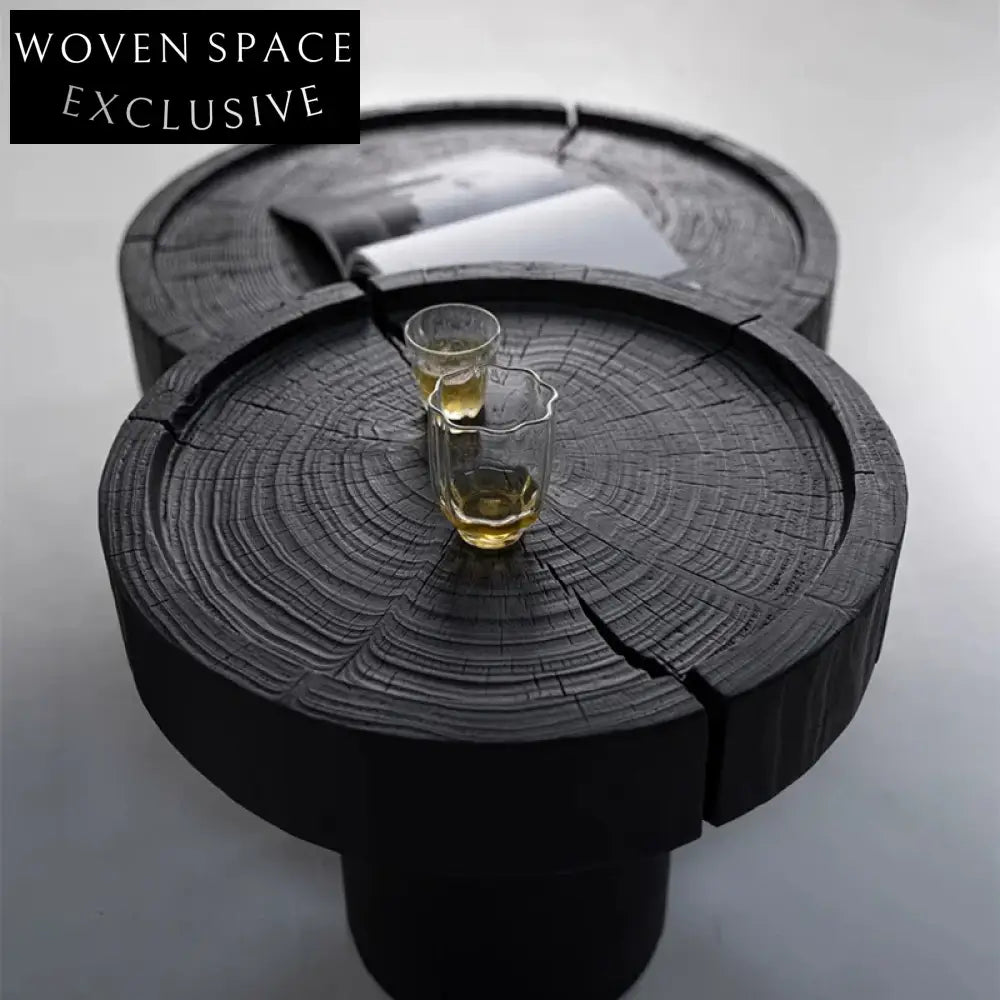 Japanese-Inspired Wabi-Sabi Solid Pine Wood Round Living Room Coffee Table