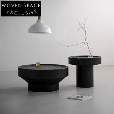 Japanese-Inspired Wabi-Sabi Solid Pine Wood Round Living Room Coffee Table