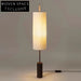 Japanese Minimalist Retro Standing Floor Lamp with Fabric Shade and Metal Base