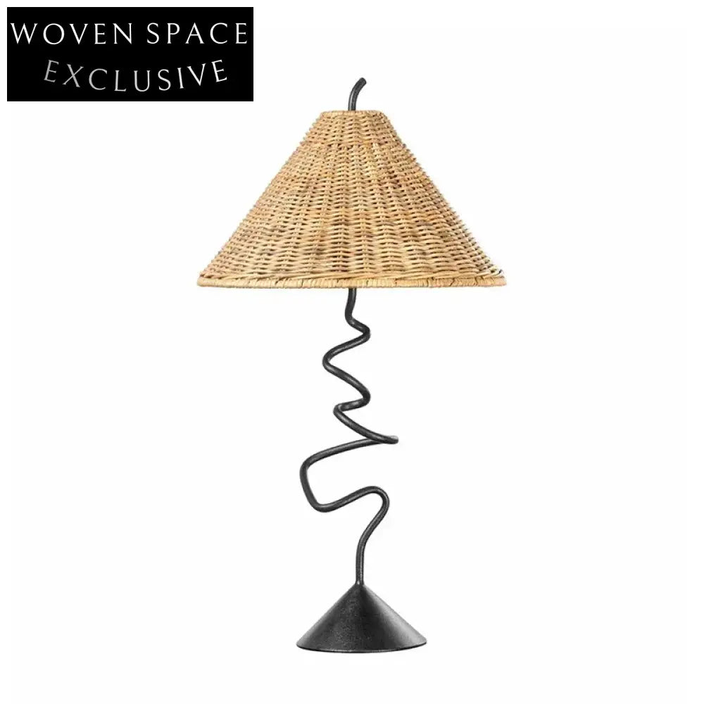 Japanese Retro Rattan Arc Floor Lamp – Elegant LED Reading Light