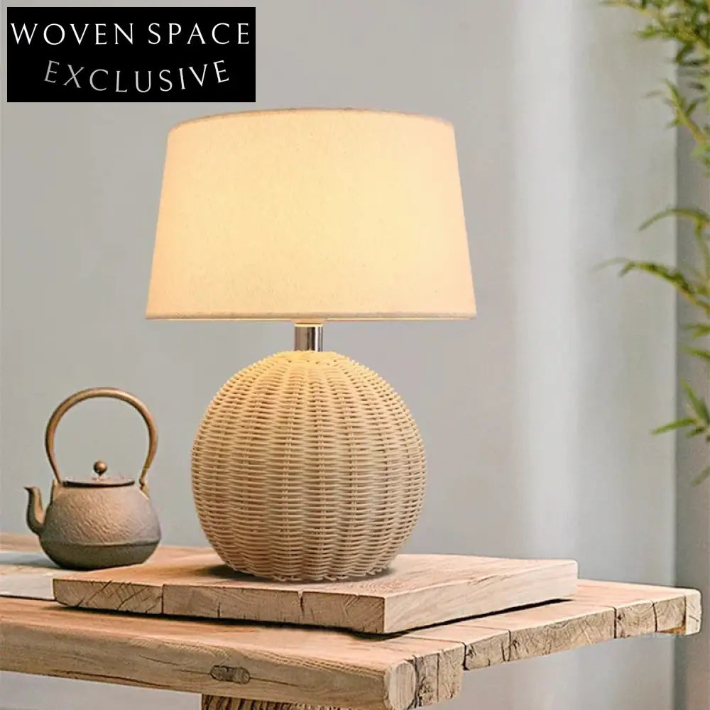 Japanese Retro Rattan Floor Lamp, Tricolor LED Light, Handmade Bedside Reading Lamp