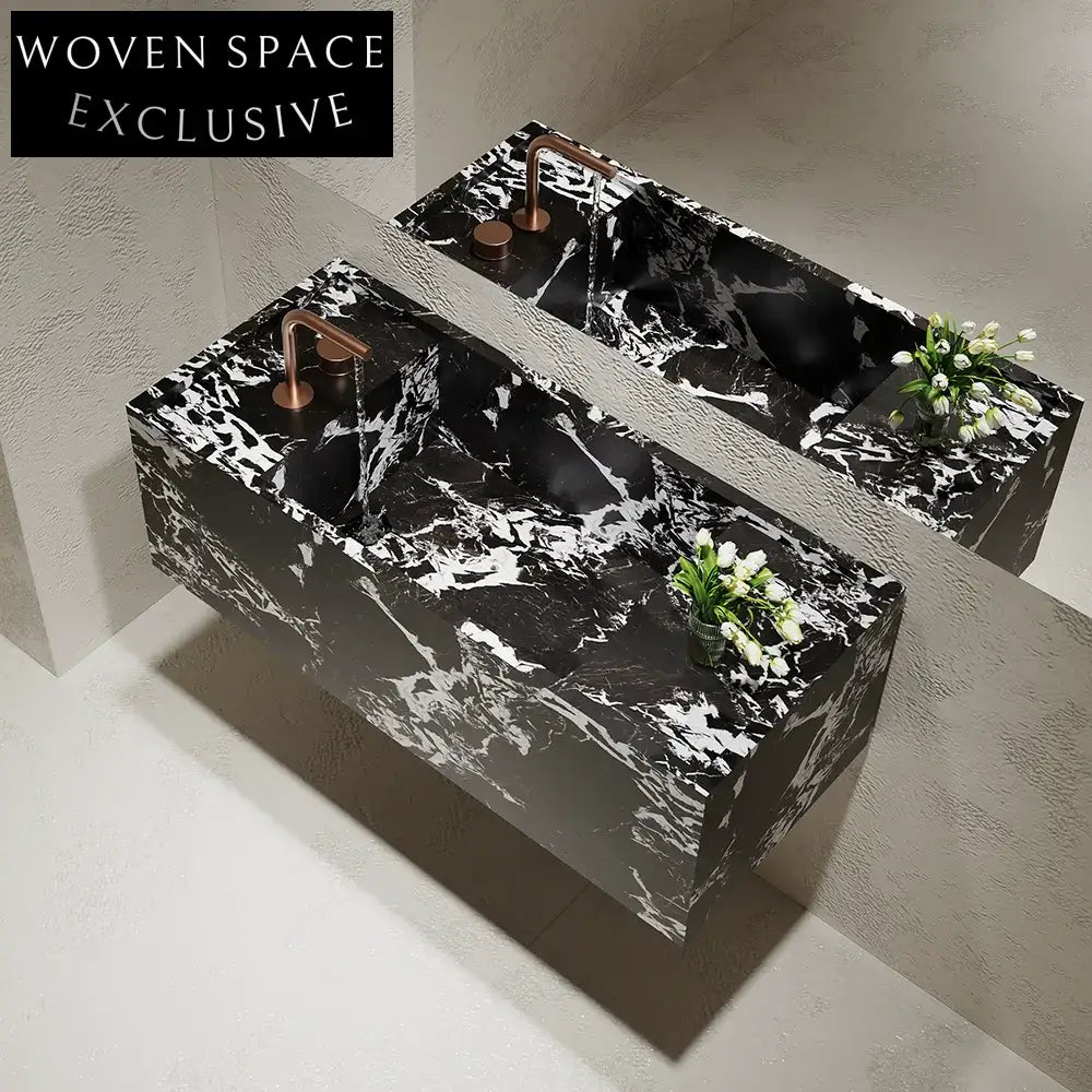 Justin Napoleon Black Bulgari Wall-Mounted Sink