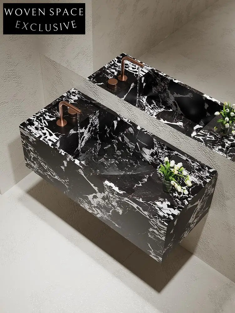 Justin Napoleon Black Bulgari Wall-Mounted Sink