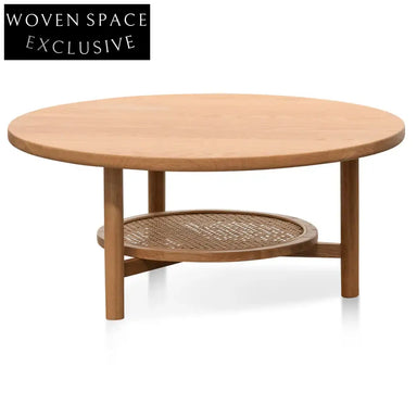 Justina Solid Oak Round Coffee Table - Natural