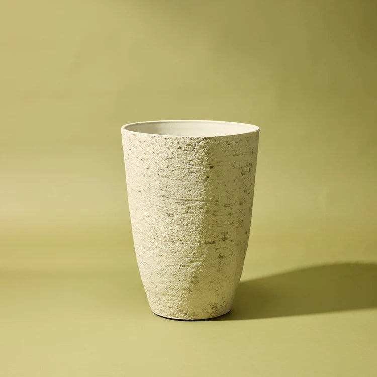 Faux Rustic Stone Look Tall Planter Pot | Cream - 60cm