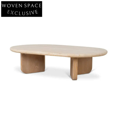 Kalin 1.2m Oval Travertine Coffee Table - Natural Coffee Table