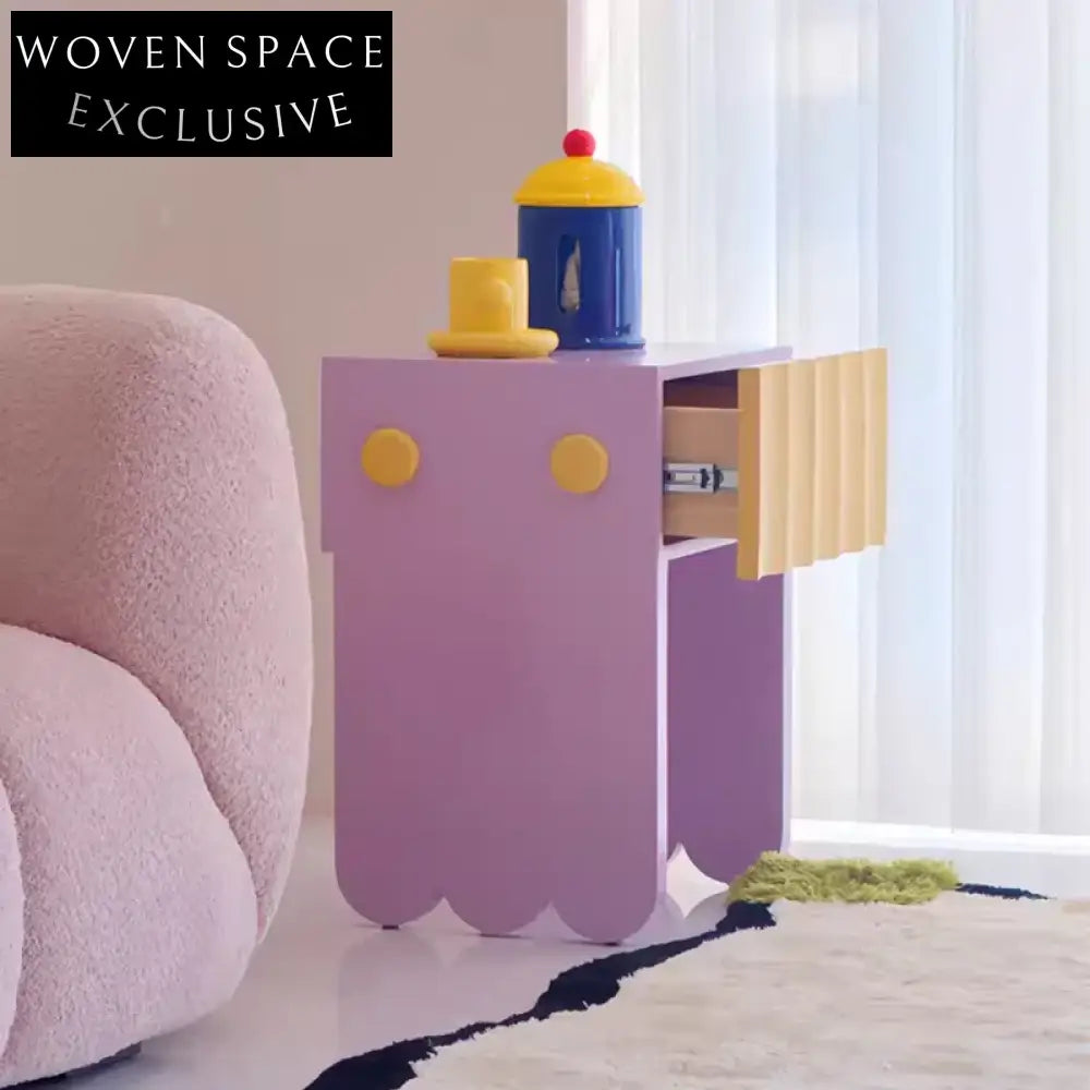 Kids Colorful Creative Design Solid Wood Frame Children's Bedroom Nightstand