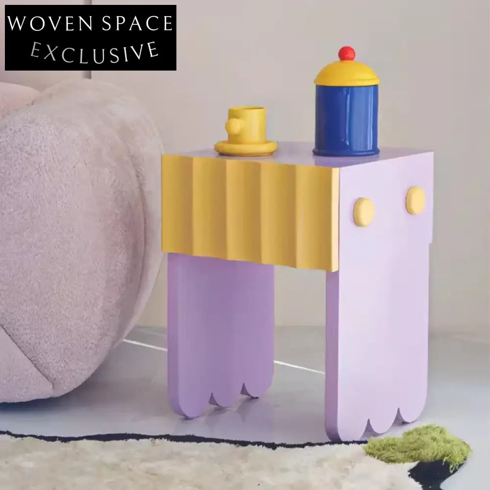 Kids Colorful Creative Design Solid Wood Frame Children's Bedroom Nightstand